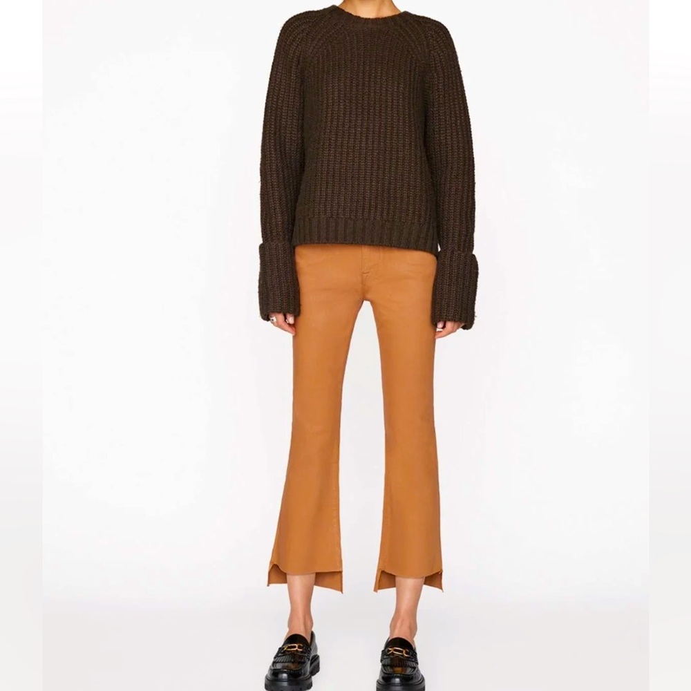 Le Crop Mini Boot Mid-Rise Coated Flare Jeans - Latte